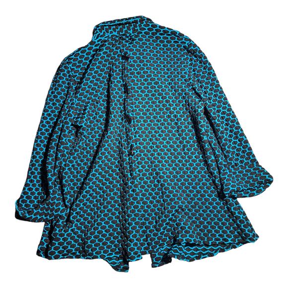 Vtg Y2K Sole Dione Studio Teal Blue Black Toggle Textured Swing Jacket Sz XL - Picture 2 of 4